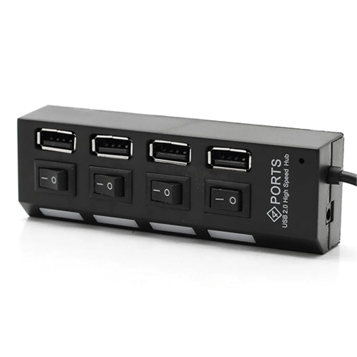 4 Port Hi-Speed USB 2.0 HUB ON/OFF Switch for Laptop PC - Black - 2