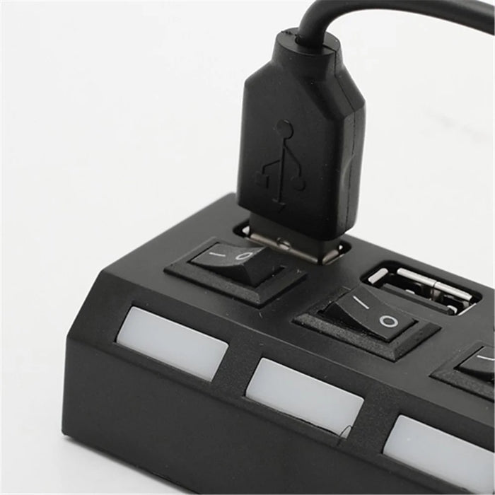 4 Port Hi-Speed USB 2.0 HUB ON/OFF Switch for Laptop PC - Black - 5