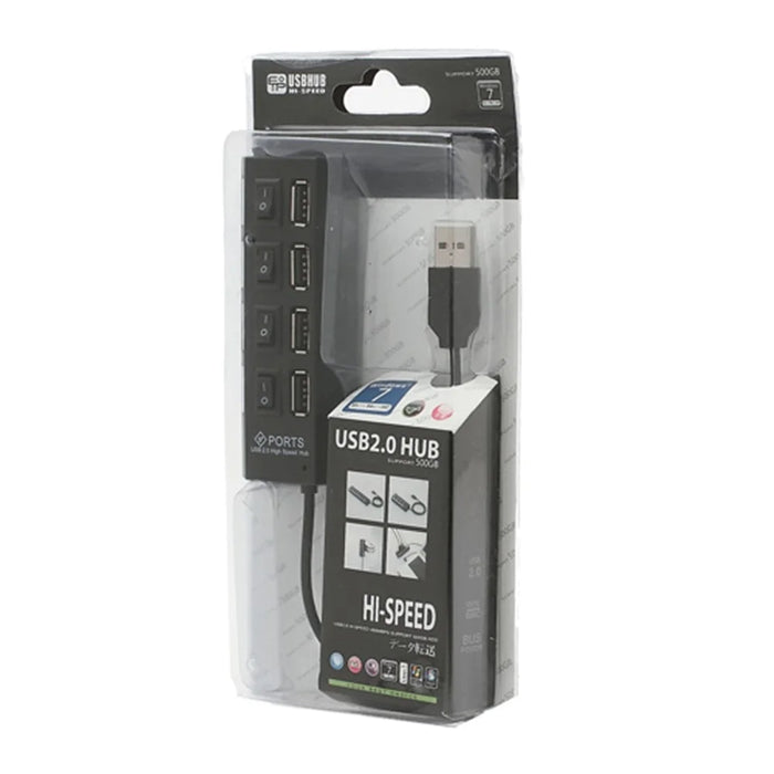 4 Port Hi-Speed USB 2.0 HUB ON/OFF Switch for Laptop PC - Black - 6