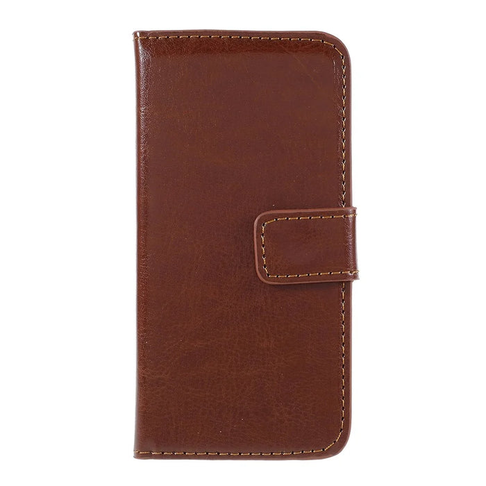 Brown for iPhone SE 5s 5 Crazy Horse Wallet Leather Case w/ Stand - 1