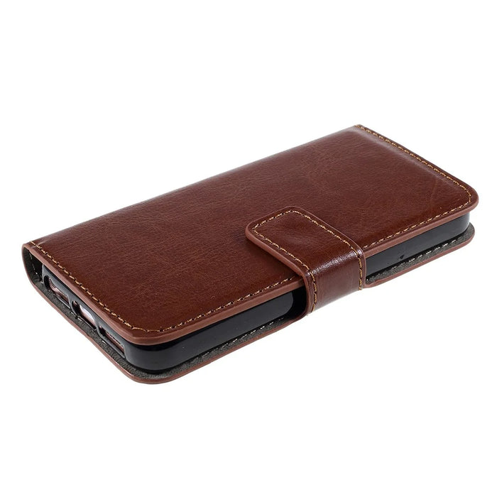 Brown for iPhone SE 5s 5 Crazy Horse Wallet Leather Case w/ Stand - 4