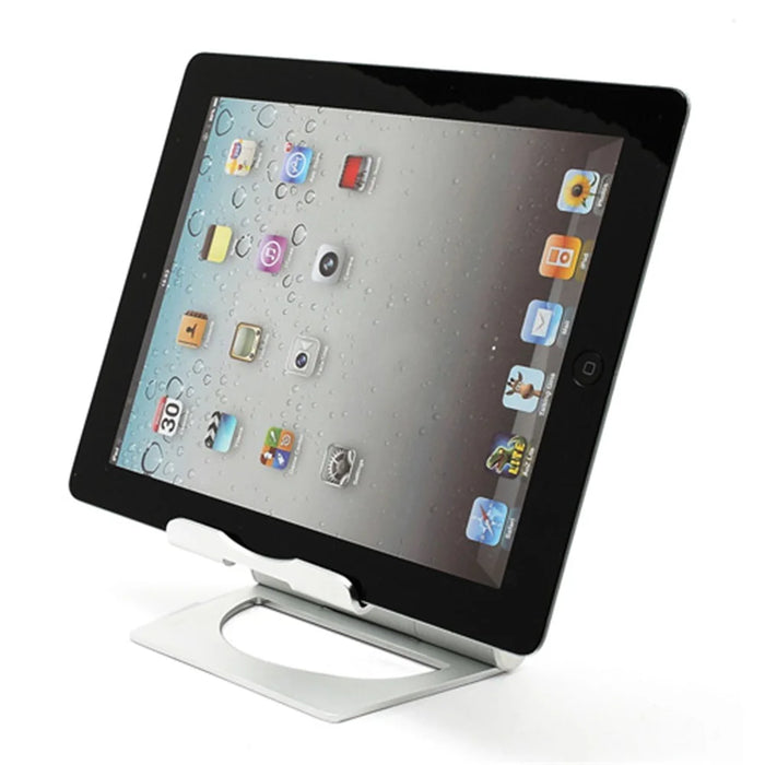 Solid Aluminum Folding Pivot Stand Holder for Apple iPad / Tablet PC / Cell Phone - Silver Color - 2