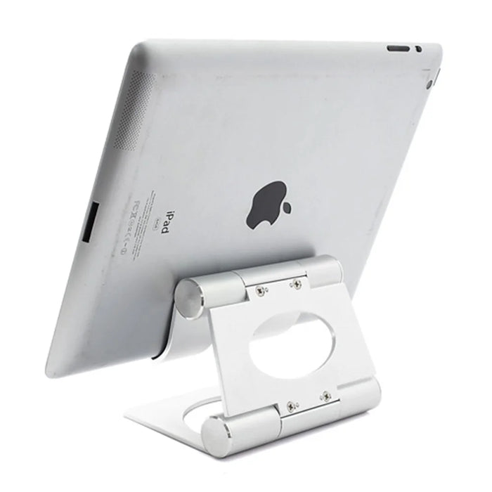 Solid Aluminum Folding Pivot Stand Holder for Apple iPad / Tablet PC / Cell Phone - Silver Color - 3