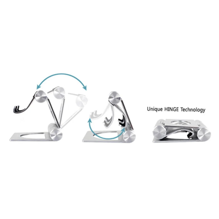 Solid Aluminum Folding Pivot Stand Holder for Apple iPad / Tablet PC / Cell Phone - Silver Color - 5