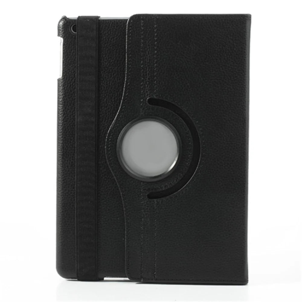 360 Degree Rotating Litchi Leather Folio Case for iPad Air (2013) Tablet Case Accessory - Black - 3