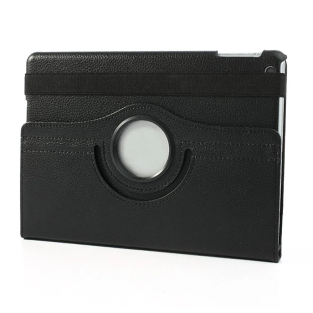 360 Degree Rotating Litchi Leather Folio Case for iPad Air (2013) Tablet Case Accessory - Black - 4