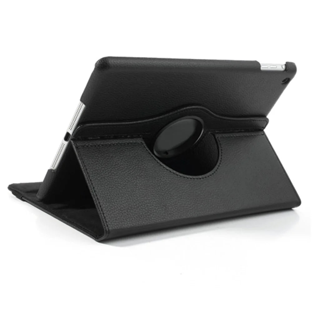 360 Degree Rotating Litchi Leather Folio Case for iPad Air (2013) Tablet Case Accessory - Black - 6