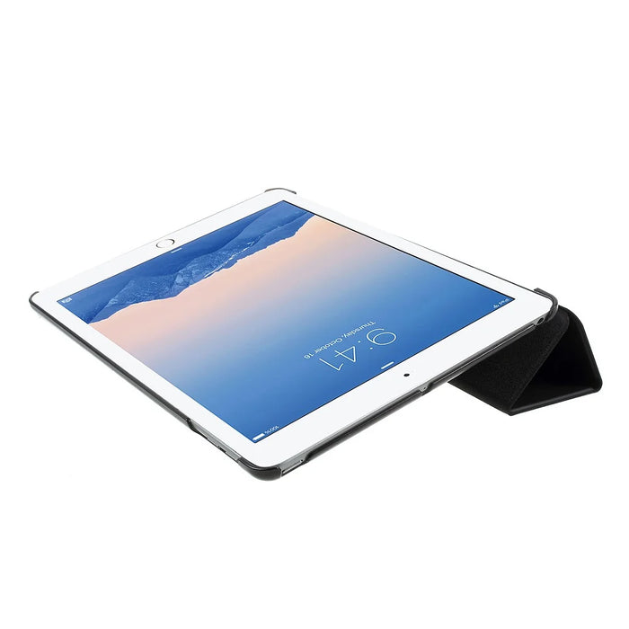 Black Tri-Fold Stand PU Leather Case for iPad Air - 6