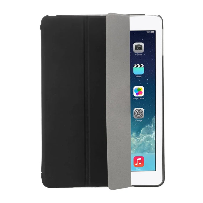 For iPad Air (2013) Protective Case Shockproof Shell PU Leather Tablet Three-fold Stand Cover Support Auto Wake/Sleep - Black - 1