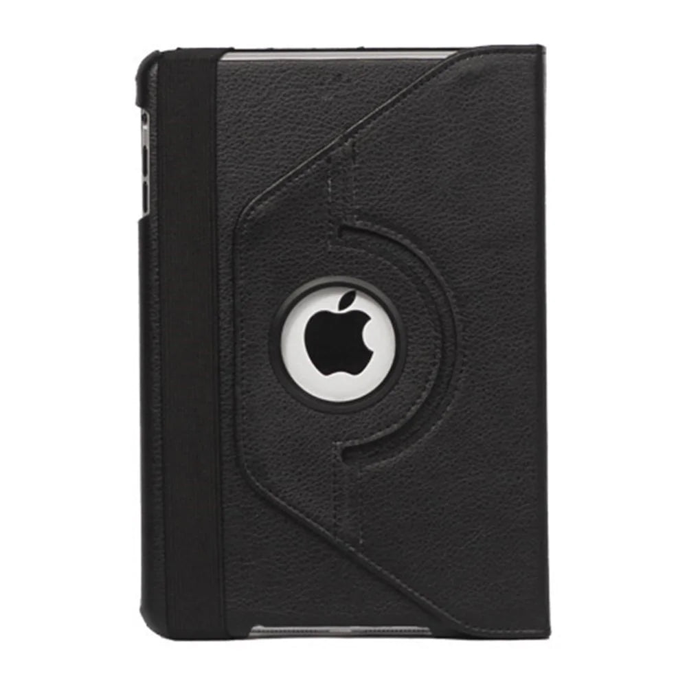 360 Degree Rotary Leather Case with Elastic Strap for iPad Mini - Black - 5