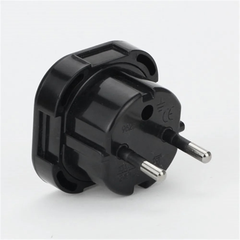 UK to EU AC Travel Power Socket Plug Adapter Converter - Black - 2