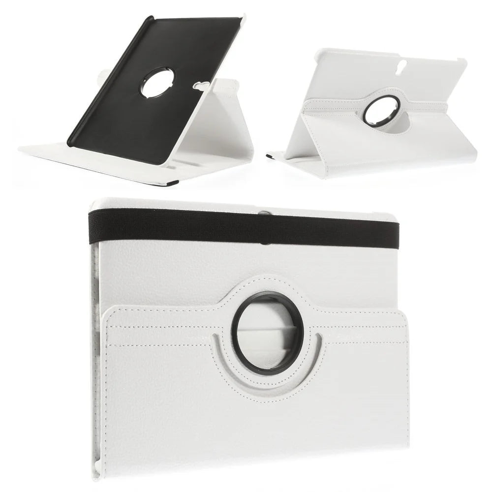 Rotary Stand Litchi Grain Smart Leather Cover for Samsung Galaxy Tab S 10.5 T800 - White - 1