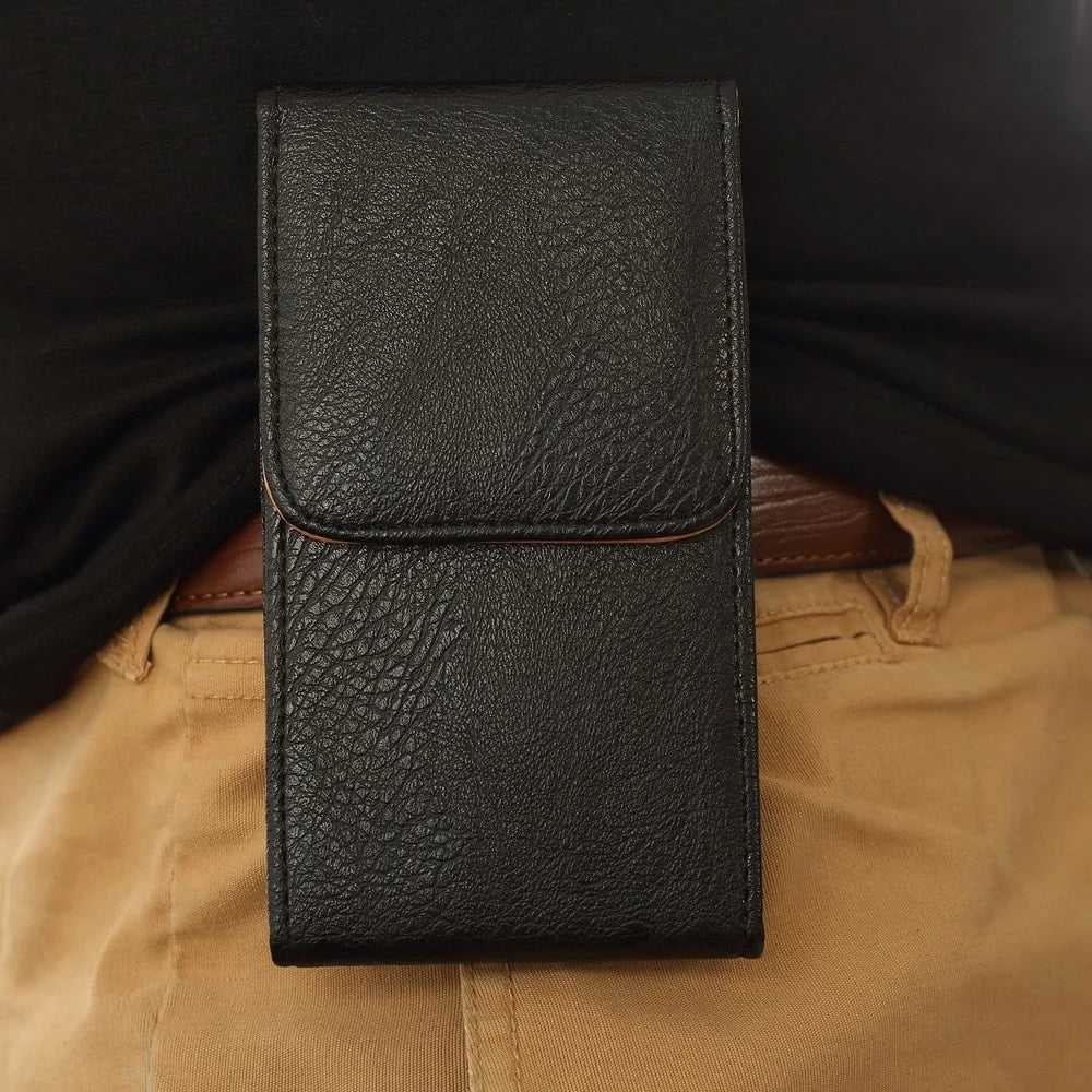 Elephant Skin Leather Magnetic Belt Pouch Shell for Samsung Galaxy S9 S8/ S7 edge Etc, Size: 14.7 x 7.8 x 1.3cm - Black - 3