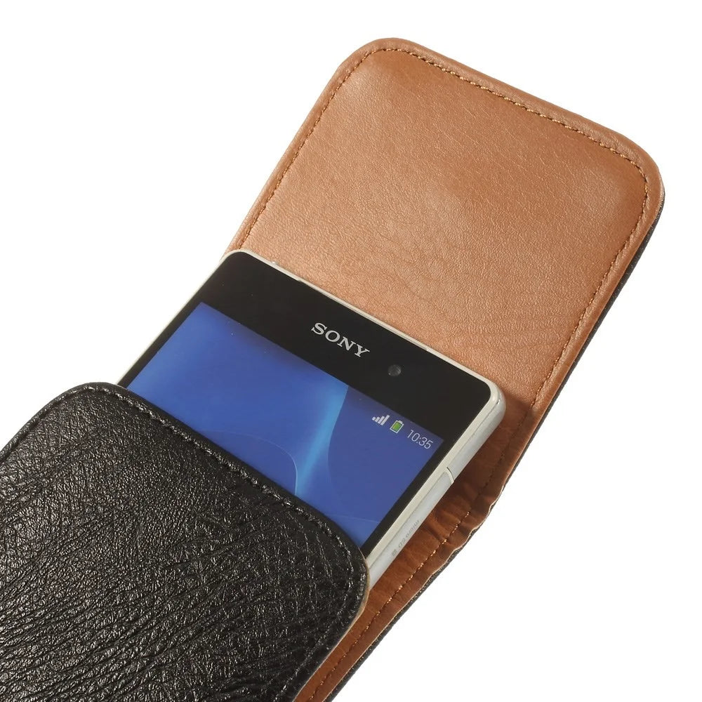 Elephant Skin Leather Magnetic Belt Pouch Shell for Samsung Galaxy S9 S8/ S7 edge Etc, Size: 14.7 x 7.8 x 1.3cm - Black - 5