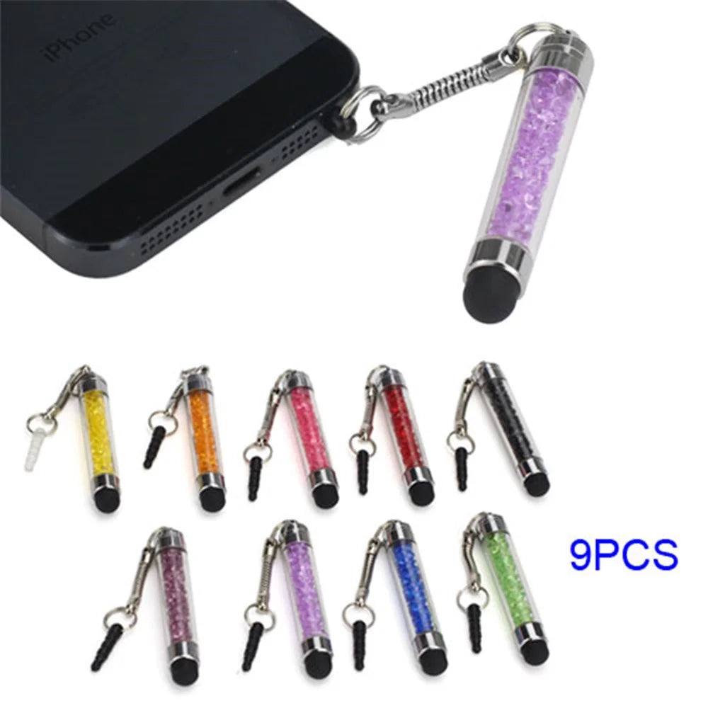 9PCS Rhinestones Inlaid Capacitive Stylus Touch Pen for iPhone 5 iPad Mini iPad 4 Samsung Nokia HTC - 1