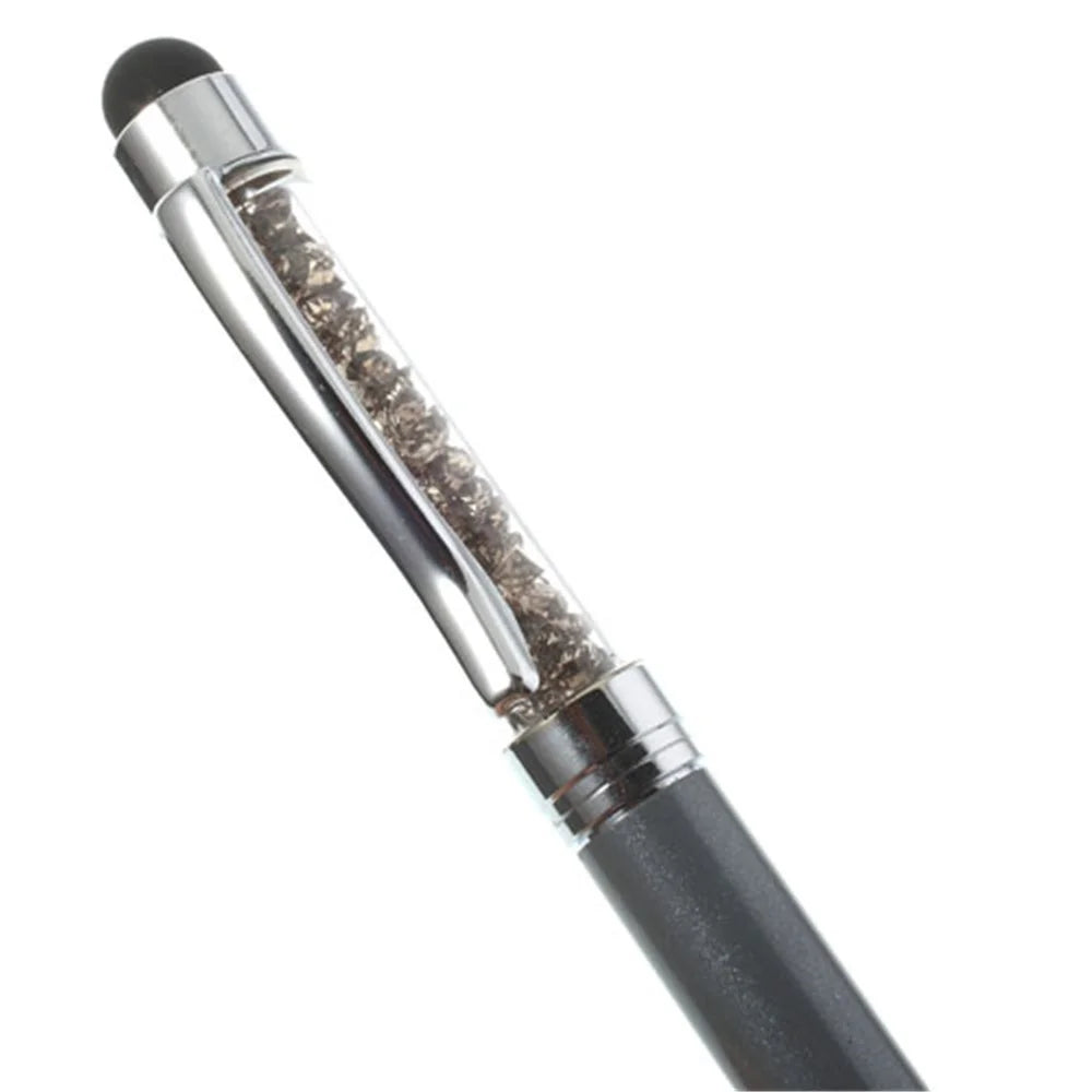 Grey Bling Flowing Crystal Capacitive Touch Stylus & Ballpoint Pen for iPhone iPad Samsung LG Huawei - 4