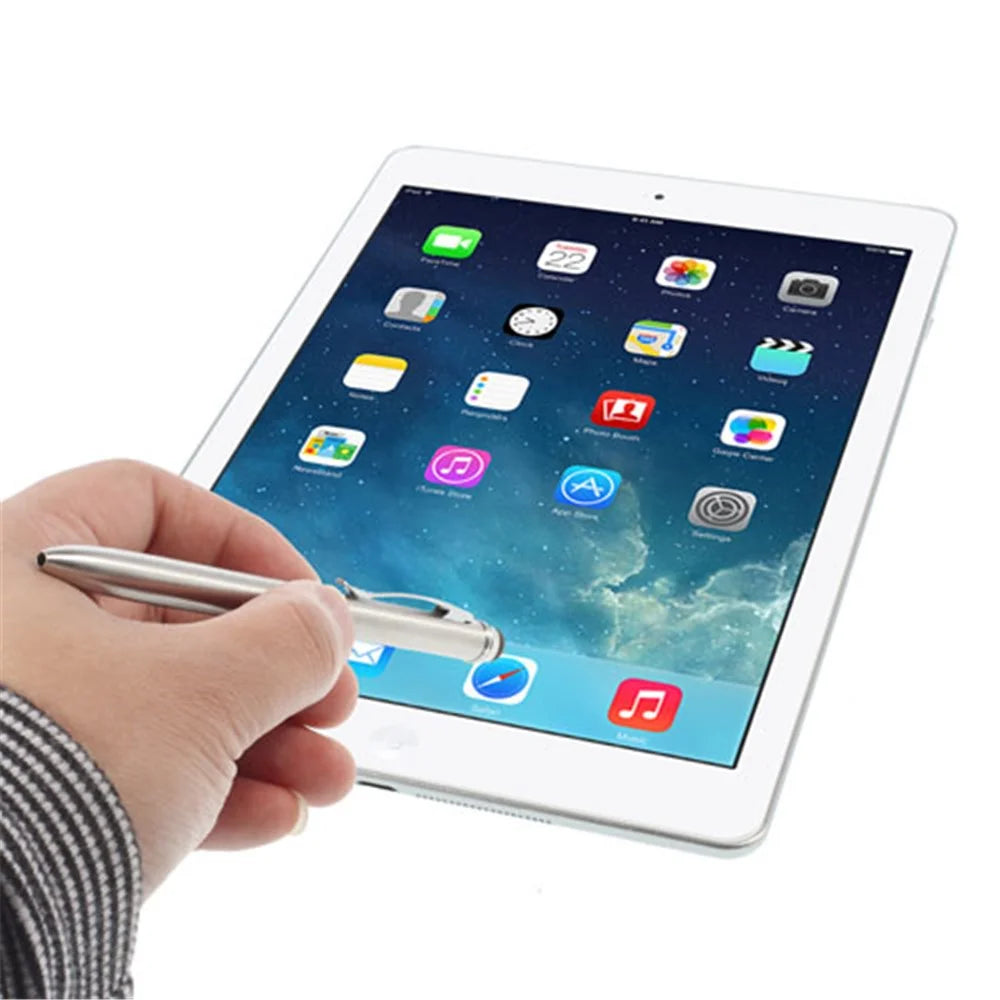 Two-color Ink Ballpoint & Stylus Pen for All Capacitive Touch Screen Devices - Silver Color - 3