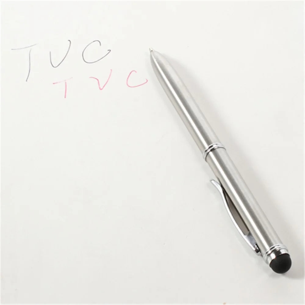 Two-color Ink Ballpoint & Stylus Pen for All Capacitive Touch Screen Devices - Silver Color - 4