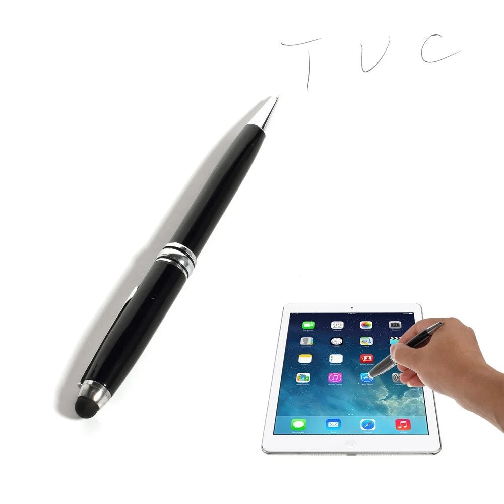Black 2-in-1 Stylus Touch Pen + Ballpoint Pen for iPhone 6 iPad Samsung Sony HTC - 1