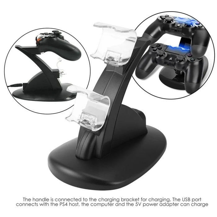 For Playstation PS4 Dual Controller Charger Dock Stand Gamepad Charging Station with LED Indicators - 2