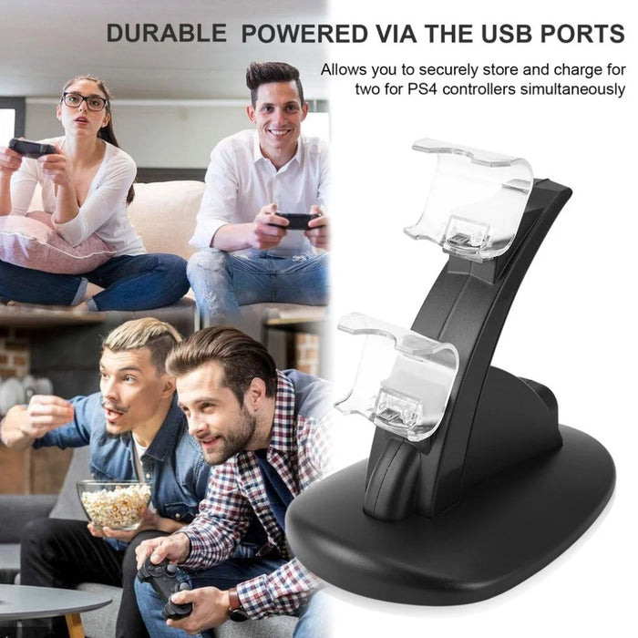 For Playstation PS4 Dual Controller Charger Dock Stand Gamepad Charging Station with LED Indicators - 3