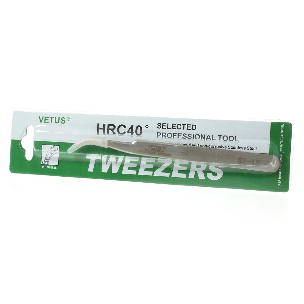 VETUS ST-15 High Precision Stainless Steel Curved Tweezer Repair Tool, Length: 120mm - 5