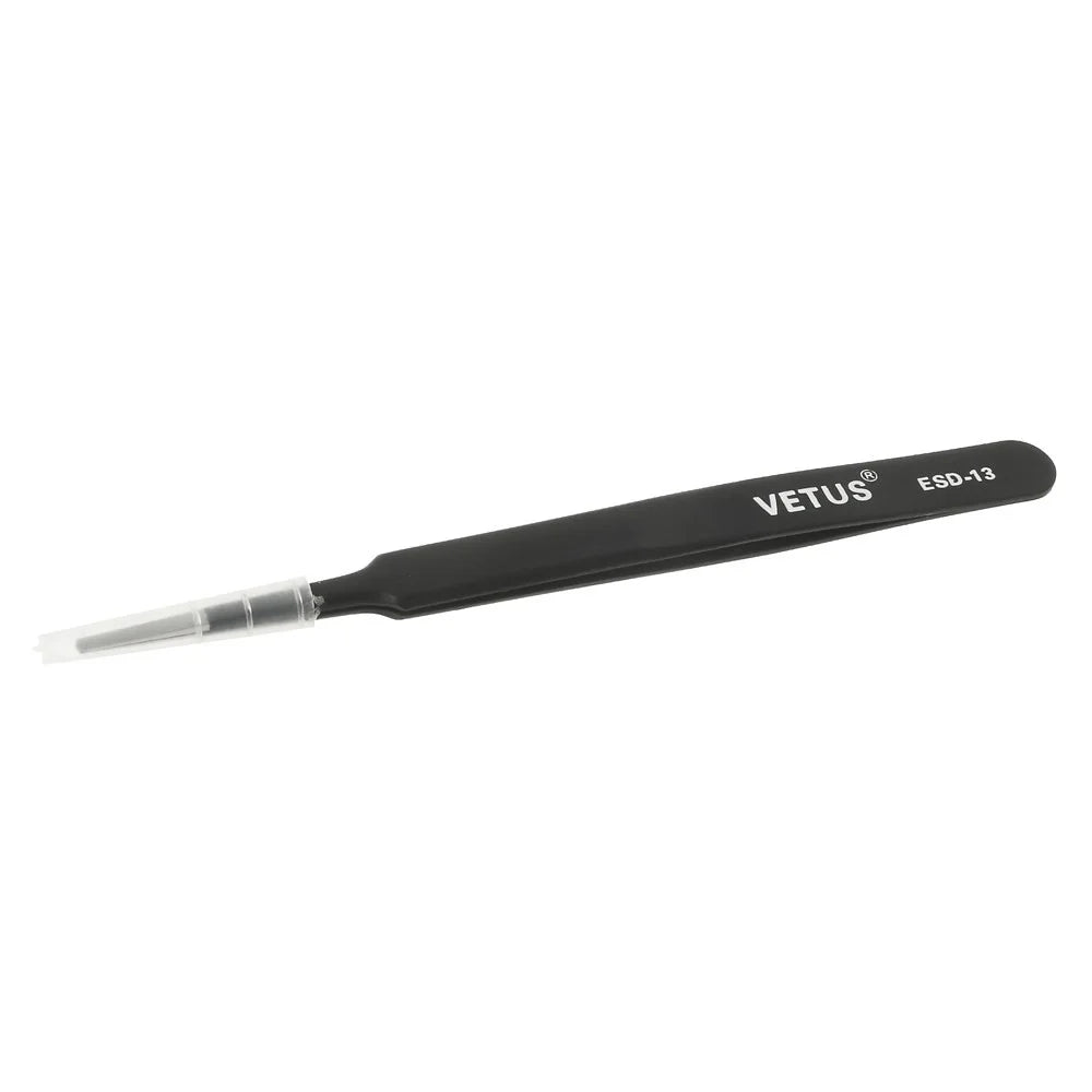 VETUS ESD-13 Anti-Static Stainless Steel Flat and Round Tweezer Repair Tool, Length: 120mm - 2