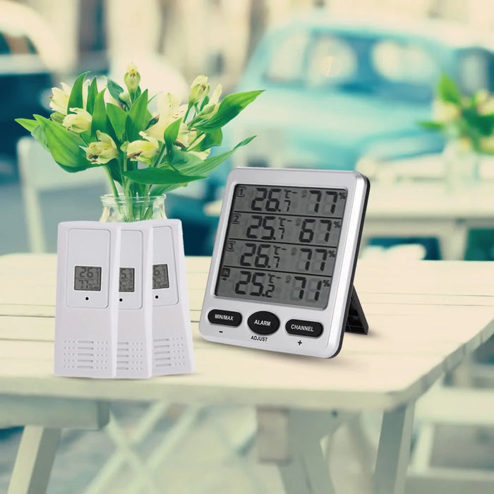 433MHz Wireless 8-Channel LCD Digital Comfort Level Alarm Function with Three Remote Sensors Thermometer Hygrometer - 2