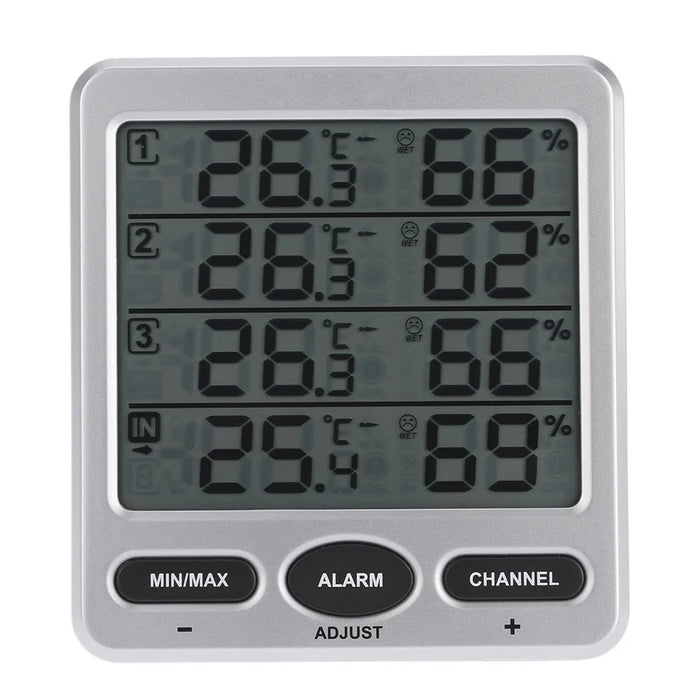 433MHz Wireless 8-Channel LCD Digital Comfort Level Alarm Function with Three Remote Sensors Thermometer Hygrometer - 4