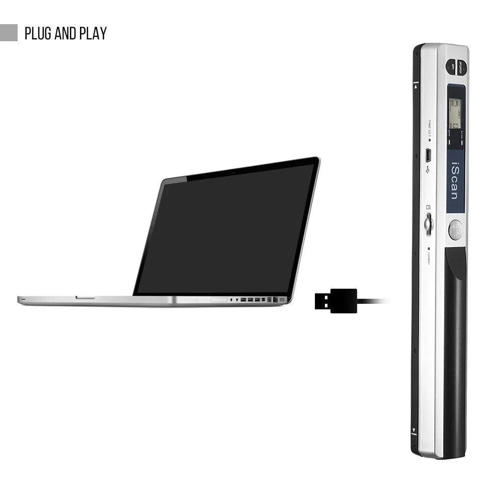 Portable Handheld A4 Documents Images HD Wireless Scanner Wand with LCD Display - Silver - 6