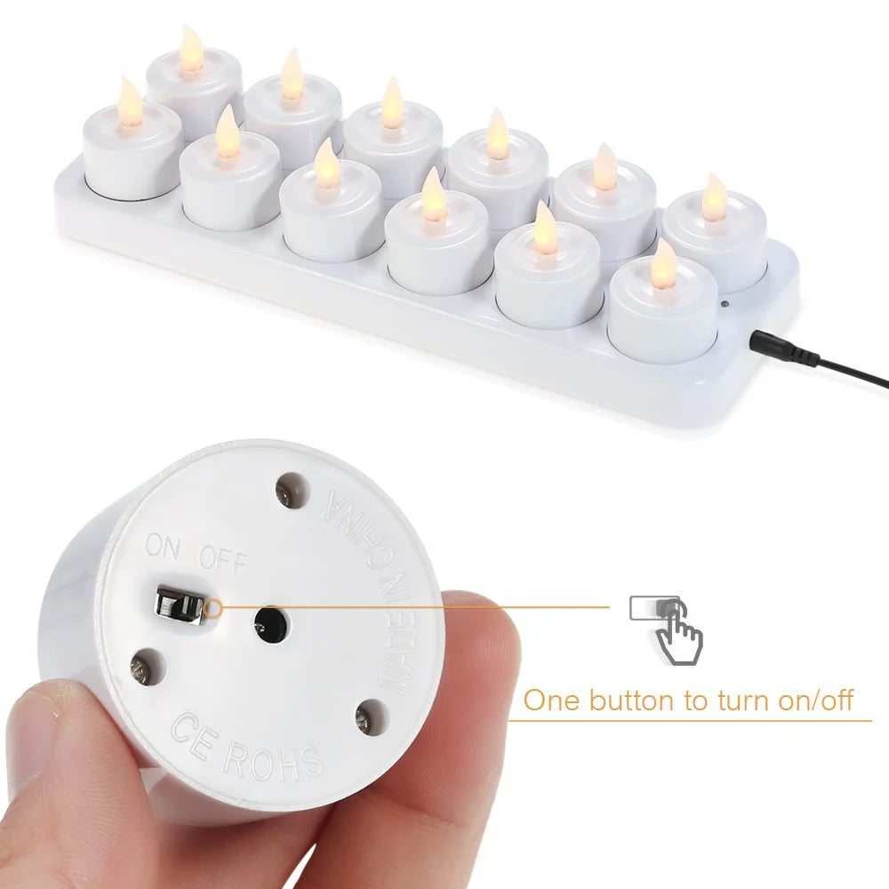12PCS Rechargeable Candles with Cups Realistic Battery Operated Flameless Candles Home Decoration - EU Plug - 2