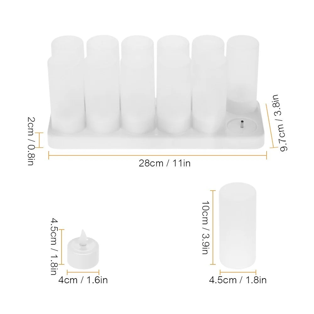 12PCS Rechargeable Candles with Cups Realistic Battery Operated Flameless Candles Home Decoration - EU Plug - 3
