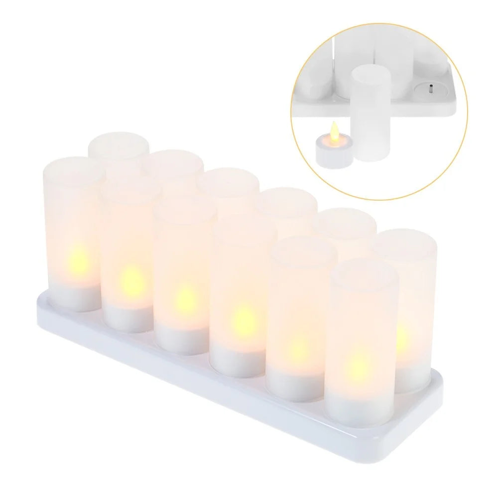 12PCS Rechargeable Candles with Cups Realistic Battery Operated Flameless Candles Home Decoration - EU Plug - 5