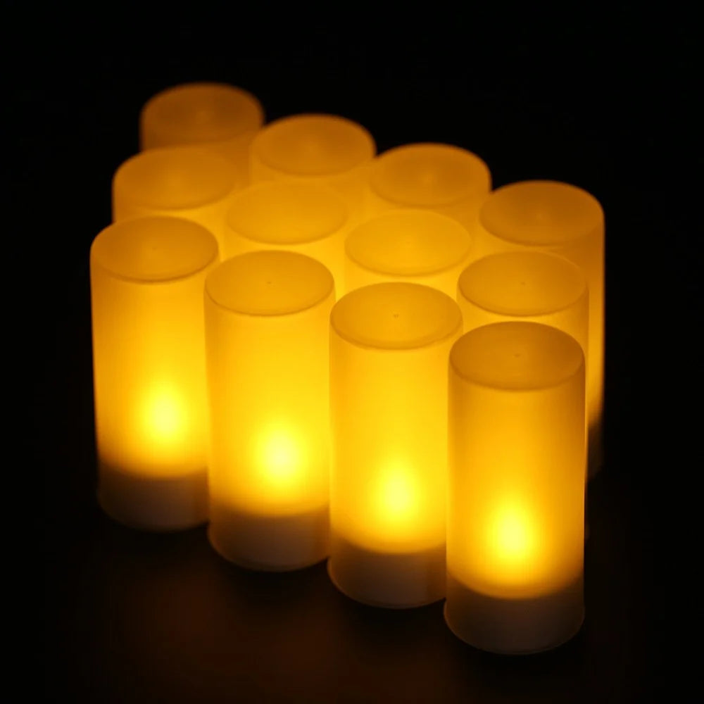 12PCS Rechargeable Candles with Cups Realistic Battery Operated Flameless Candles Home Decoration - EU Plug - 7
