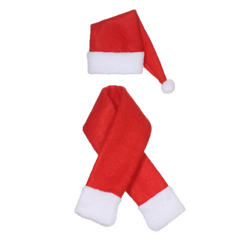 Christmas Wine Bottle Cover X'mas Champagne Gift Wrap Clothes Christmas Party Decoration - Hat and Scraf - 1