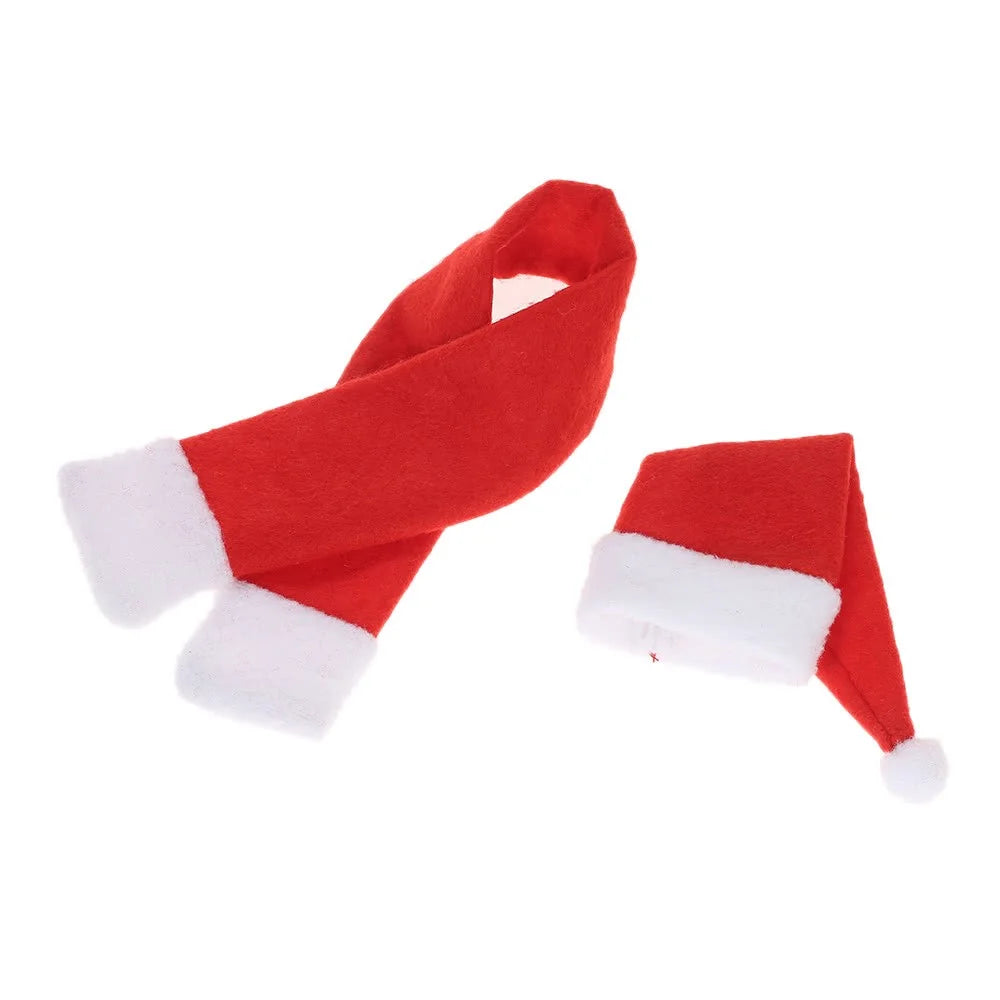 Christmas Wine Bottle Cover X'mas Champagne Gift Wrap Clothes Christmas Party Decoration - Hat and Scraf - 5