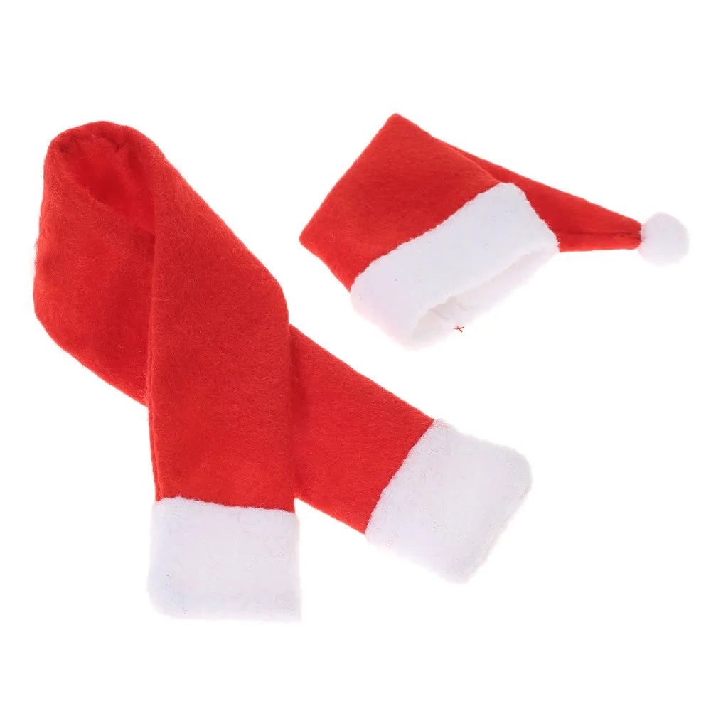 Christmas Wine Bottle Cover X'mas Champagne Gift Wrap Clothes Christmas Party Decoration - Hat and Scraf - 7