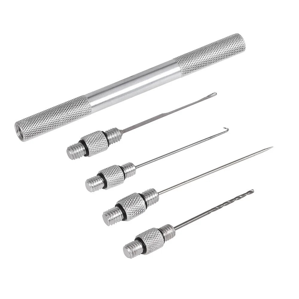 Fishing Baiting Needle Set 5-in-1 Aluminum Alloy Carp Fishing Rigging Needle Stringer Drill Hooks Fishing Bait Needle Tool - 1