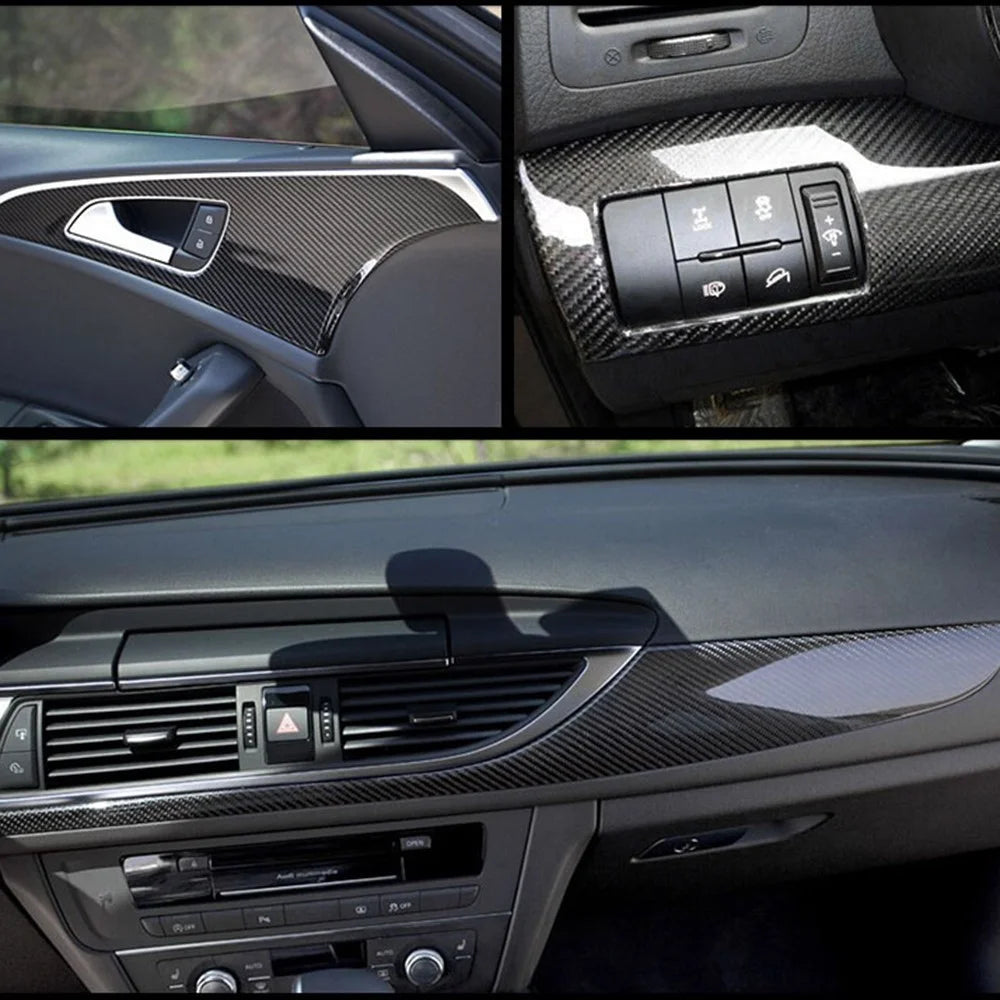 5D Vinyl Film Carbon Fiber Car Wrap Film Carbon Fiber Car Sticker Accessory Auto Film - Black - 4