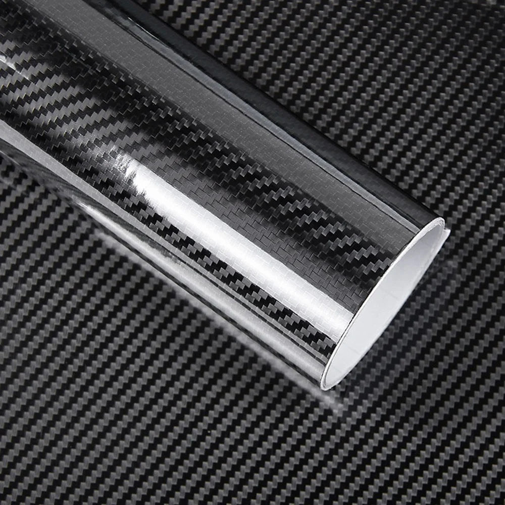 5D Vinyl Film Carbon Fiber Car Wrap Film Carbon Fiber Car Sticker Accessory Auto Film - Black - 5
