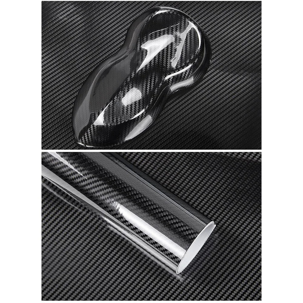 5D Vinyl Film Carbon Fiber Car Wrap Film Carbon Fiber Car Sticker Accessory Auto Film - Black - 6