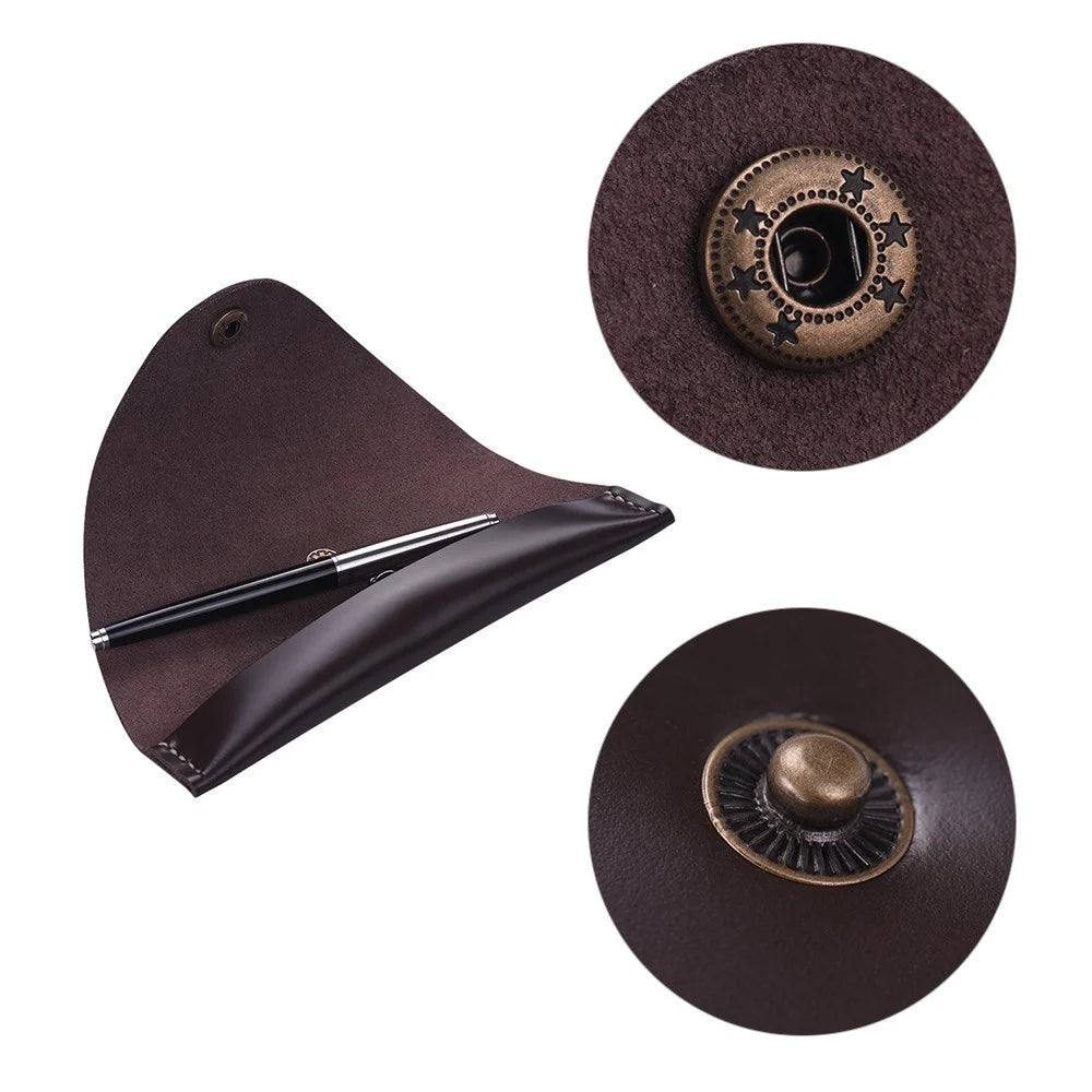 Leather Pen Case Fountain Handmade Sleeve Bag Pouch Protector for Single Pen Stylus Ballpoint, Size: 7'' x 1.2'' - Brown - 6