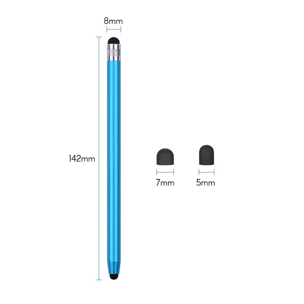 [4pcs] Universal 2-in-1 Sensitive Touchscreen Stylus Pens for Tablet and Smartphones with Capacitive Screen - Black / Baby Blue - 2