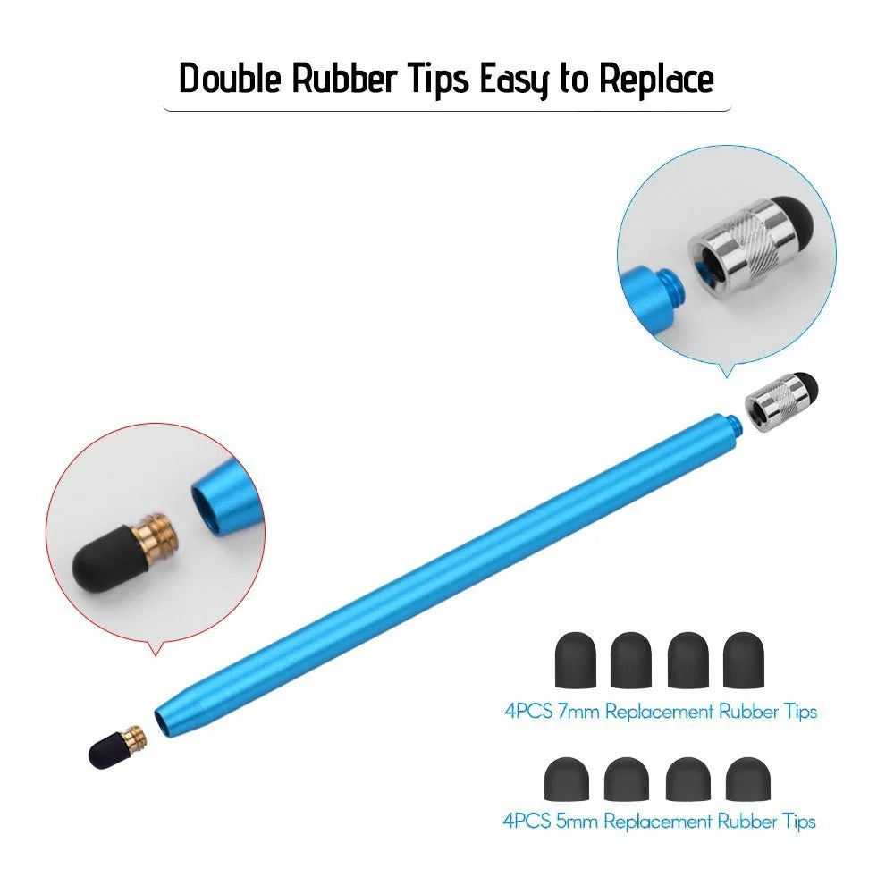 [4pcs] Universal 2-in-1 Sensitive Touchscreen Stylus Pens for Tablet and Smartphones with Capacitive Screen - Black / Baby Blue - 3