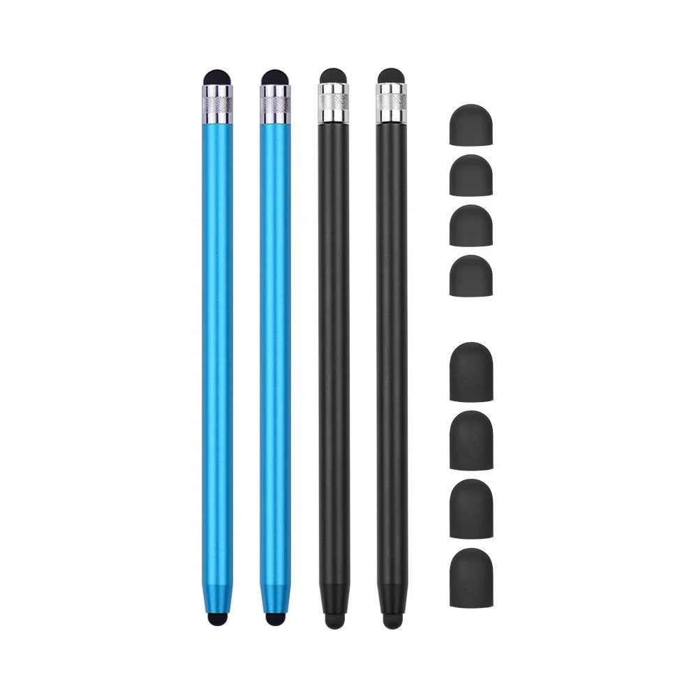 [4pcs] Universal 2-in-1 Sensitive Touchscreen Stylus Pens for Tablet and Smartphones with Capacitive Screen - Black / Baby Blue - 5