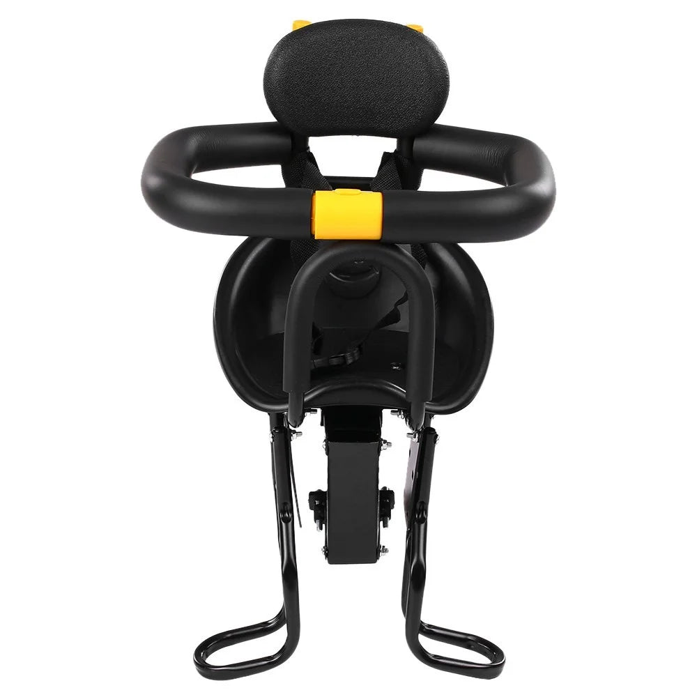 Safety Child Bicycle Seat Bike Front Baby Seat Kids Saddle with Foot Pedals Support Back Rest - Black - 1