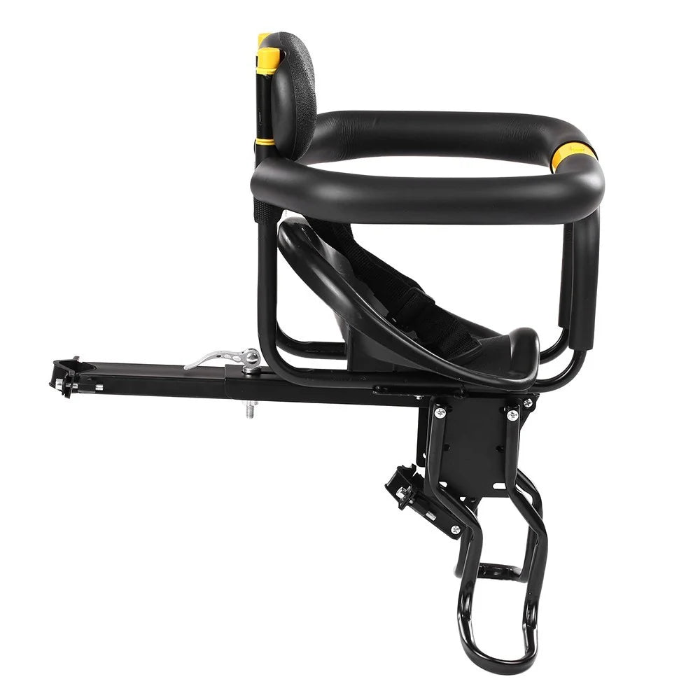 Safety Child Bicycle Seat Bike Front Baby Seat Kids Saddle with Foot Pedals Support Back Rest - Black - 2