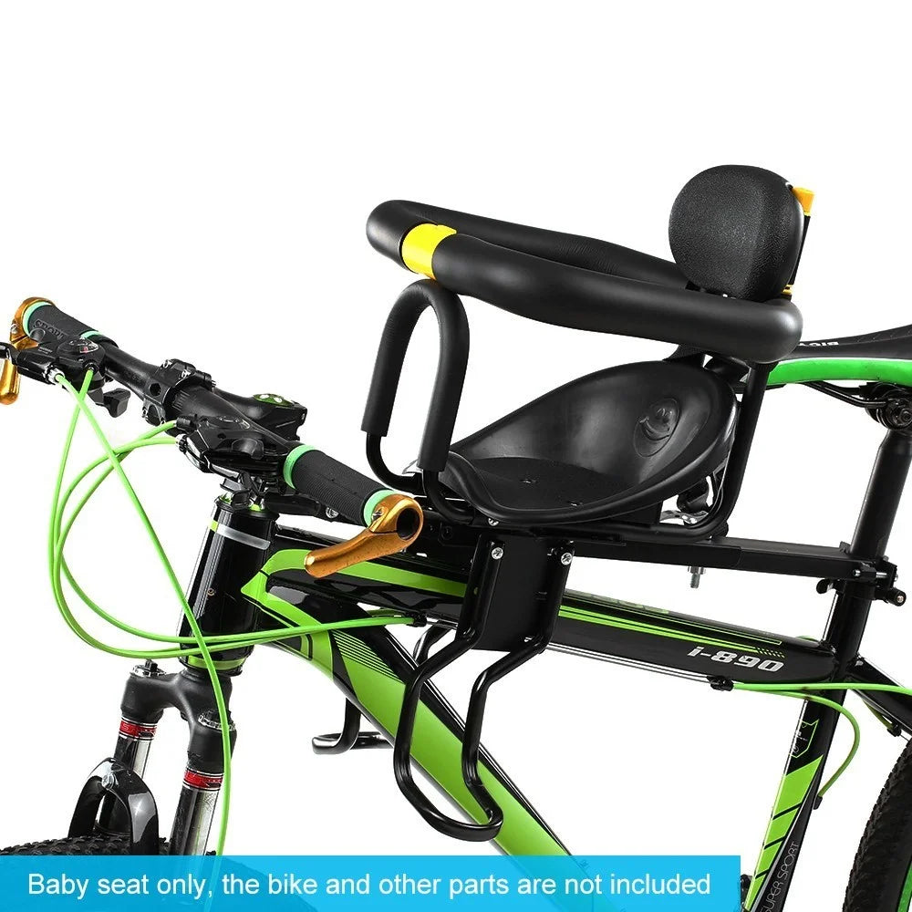 Safety Child Bicycle Seat Bike Front Baby Seat Kids Saddle with Foot Pedals Support Back Rest - Black - 3