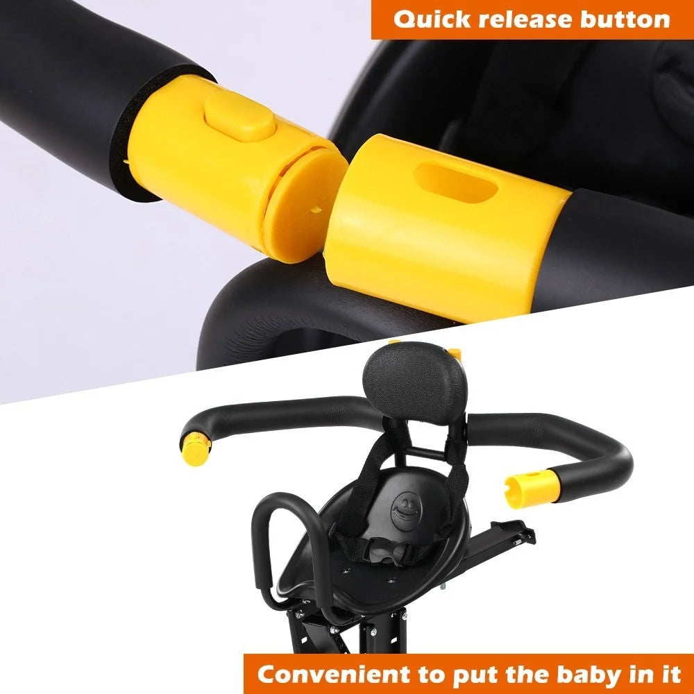 Safety Child Bicycle Seat Bike Front Baby Seat Kids Saddle with Foot Pedals Support Back Rest - Black - 4