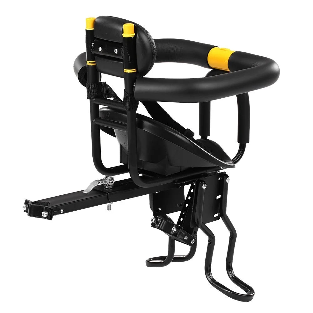 Safety Child Bicycle Seat Bike Front Baby Seat Kids Saddle with Foot Pedals Support Back Rest - Black - 6